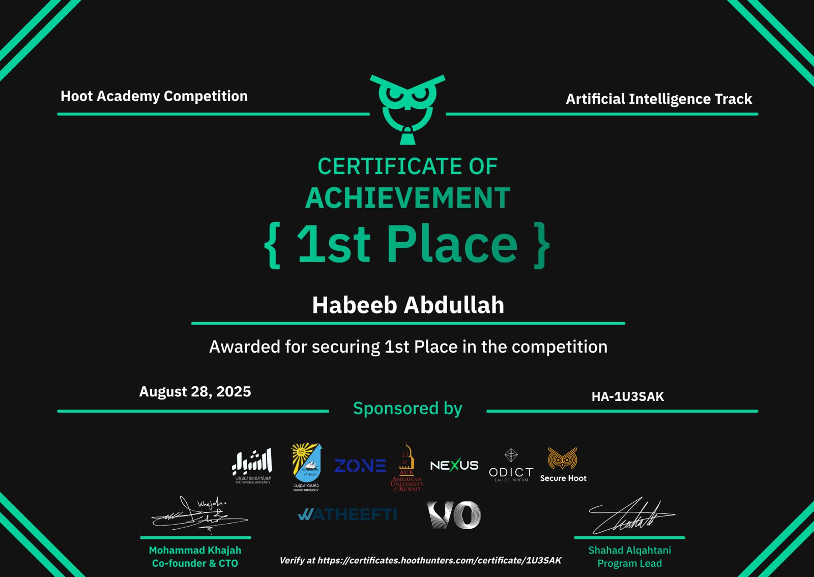 1st Place AI